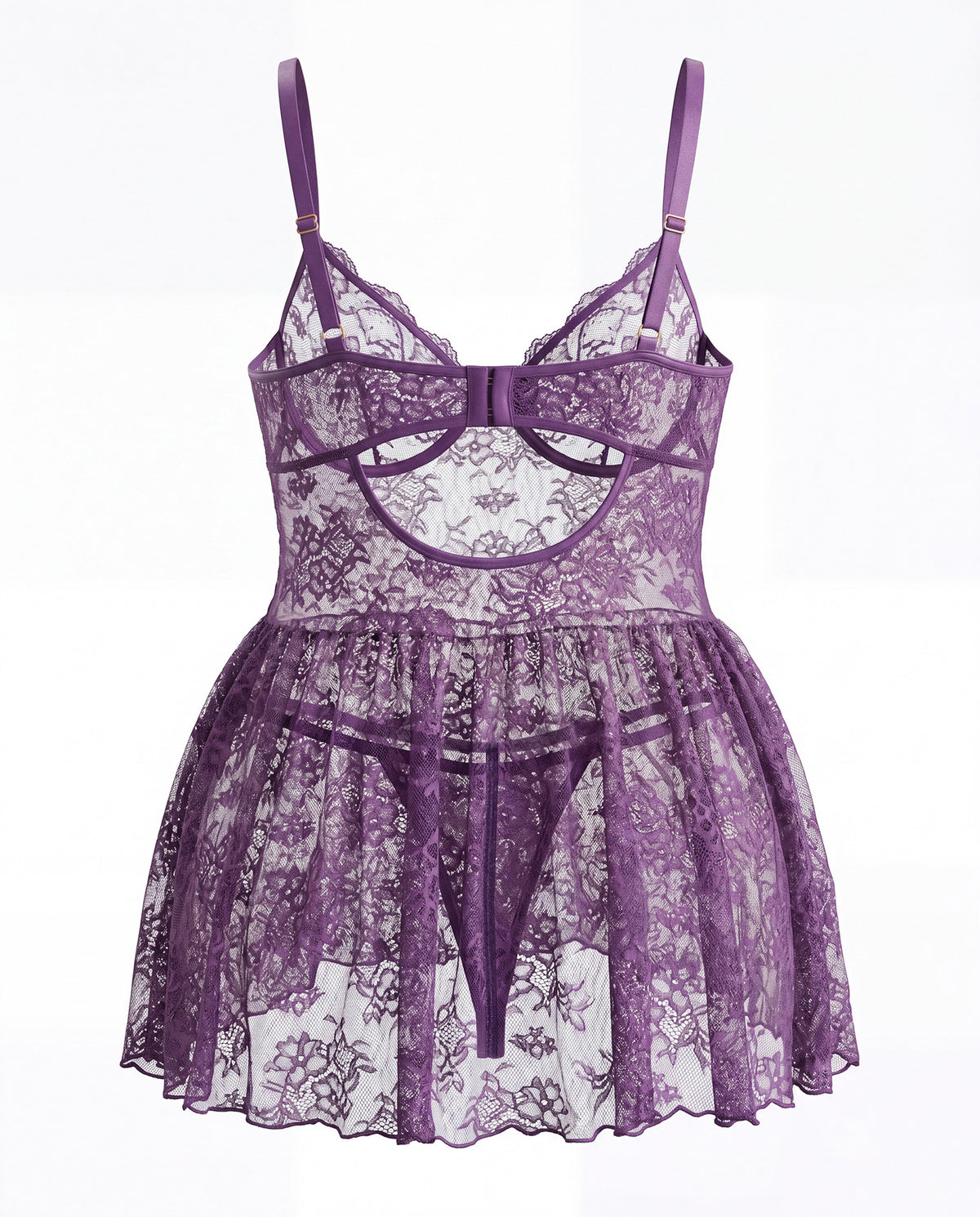 Purple Lace Mesh Plus Size Lingerie - detail view 21