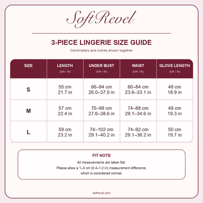 SoftRevel Size Guide — cm and in