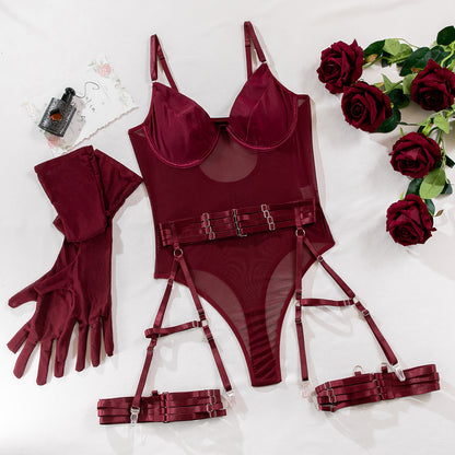 SoftRevel 3-Piece Set Lace-Up Lingerie - full view