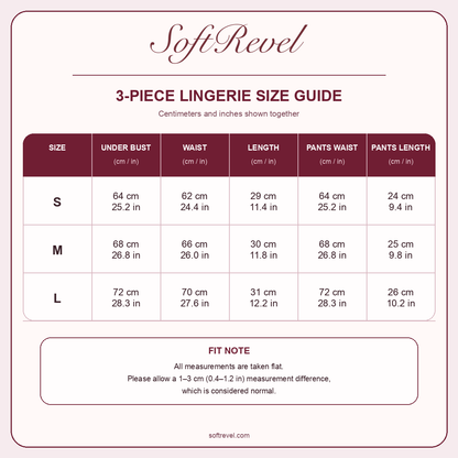 SoftRevel Size Guide — cm and in