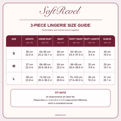 SoftRevel Size Guide — cm and in