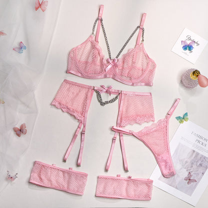 SoftRevel 4-Piece Set Chain Lingerie - flat lay