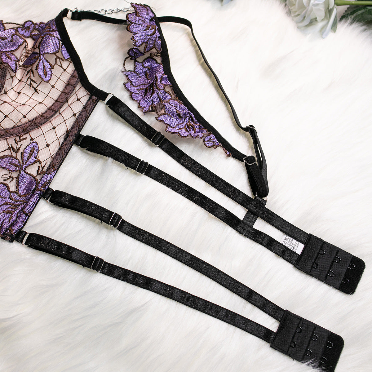4-Piece Set Push-Up Embroidered Lingerie - detail view 14