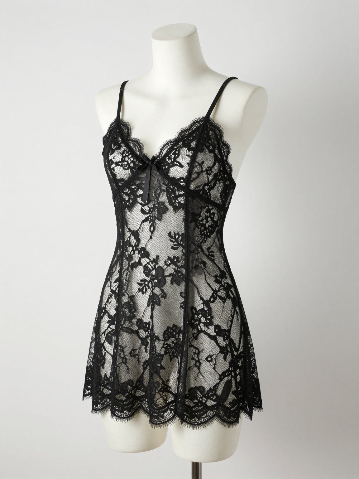Contrast Lace Babydoll Slip Dress