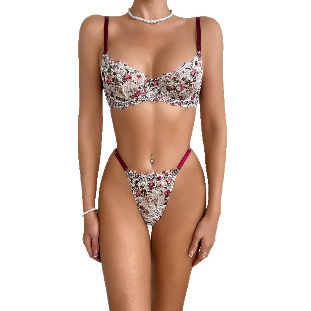 Vintage French Lace Print Bralette Set