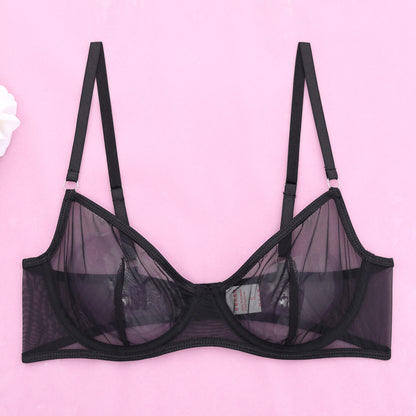 Black Mesh Chain-Strap Lingerie Set