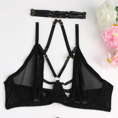 Black Mesh Cutout Lingerie Set