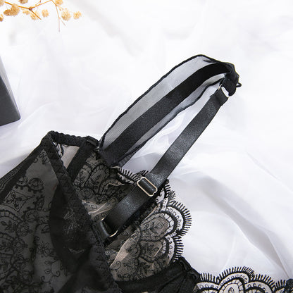 Black Embroidered Lingerie Set - detail view 19