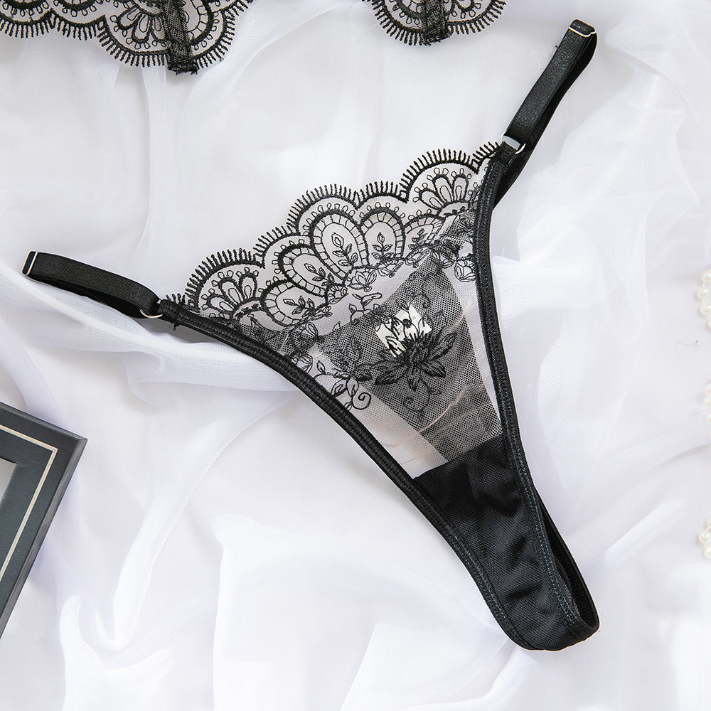 Black Embroidered Lingerie Set - detail view 21