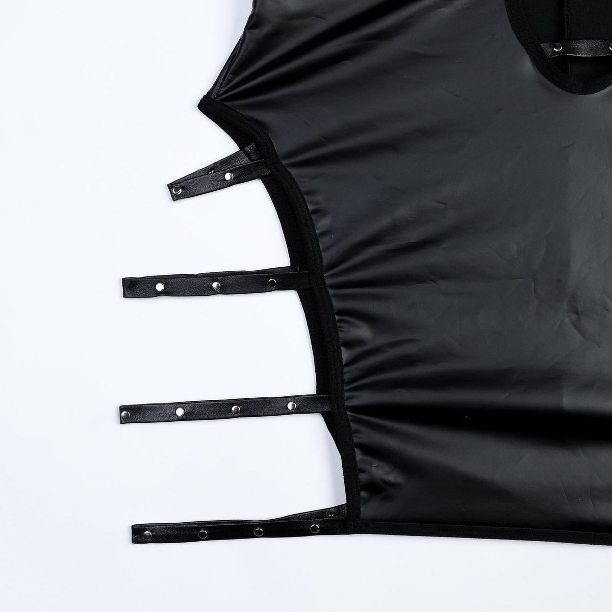 Black Faux Leather Backless Babydoll Dress - detail view 14