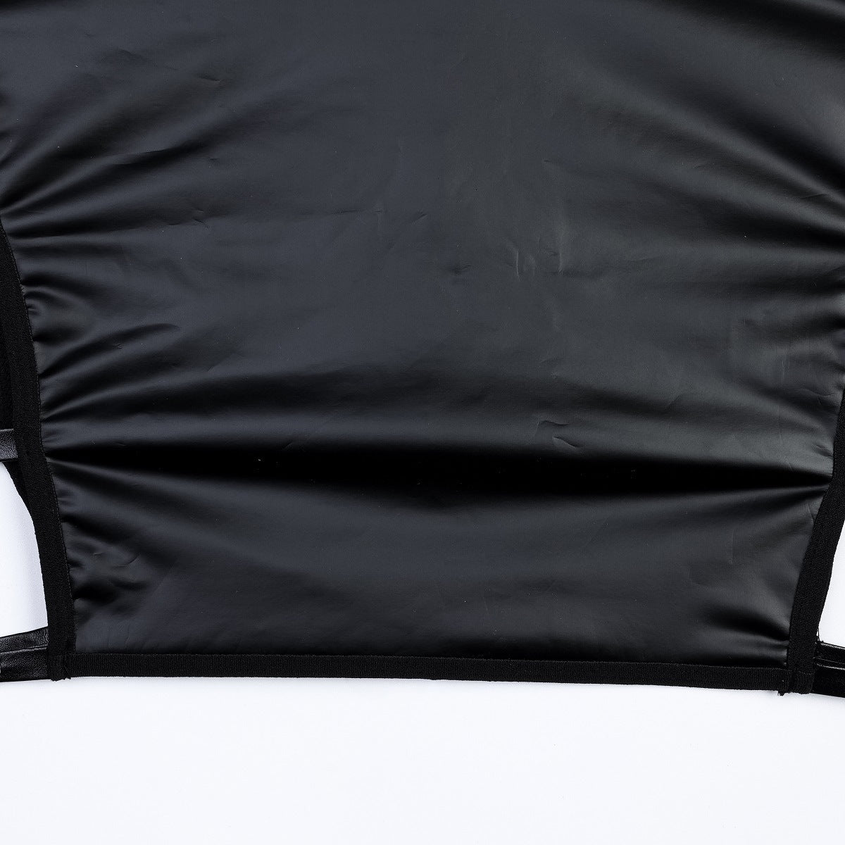 Black Faux Leather Backless Babydoll Dress - detail view 15