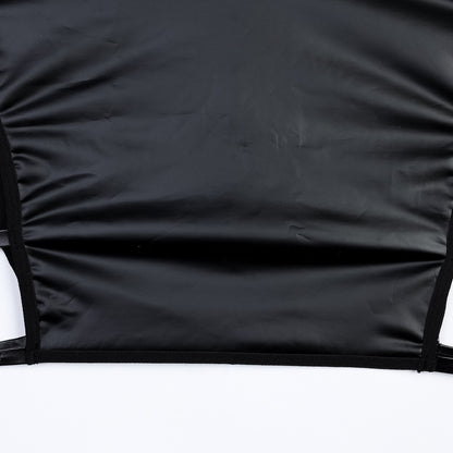 Black Faux Leather Backless Babydoll Dress - detail view 15