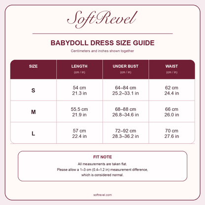SoftRevel Size Guide — cm and in