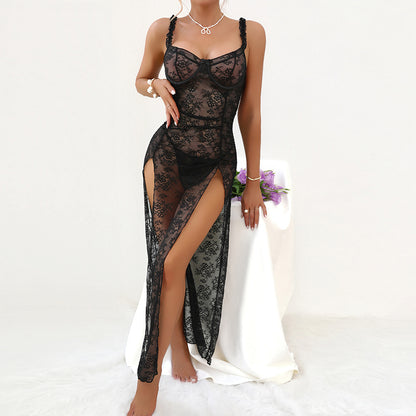 SoftRevel Black Lace Mesh Plus Size Lingerie - detail view