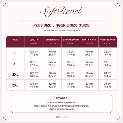SoftRevel Size Guide — cm and in