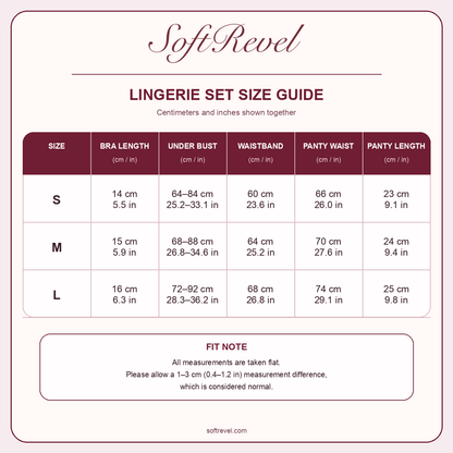 SoftRevel Size Guide — cm and in
