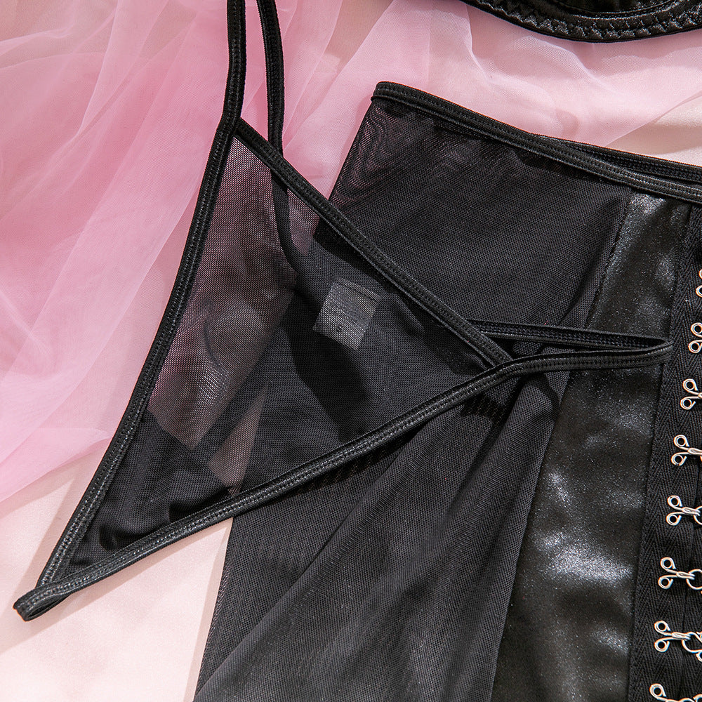 Black Mesh Sheer Lingerie Set - detail view 20