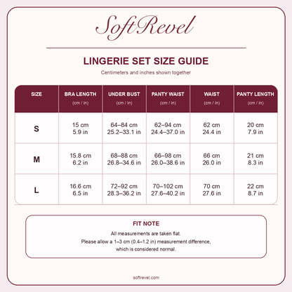 SoftRevel Size Guide — cm and in
