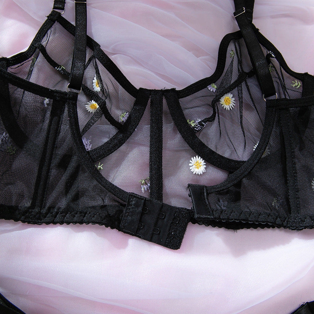 Black Sheer Mesh Push-Up Lingerie Set - detail view 17