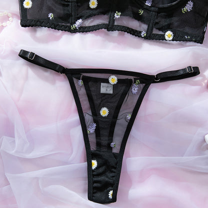 Black Sheer Mesh Push-Up Lingerie Set - detail view 18