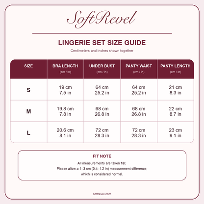 SoftRevel Size Guide — cm and in