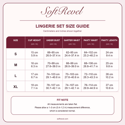 SoftRevel Size Guide — cm and in
