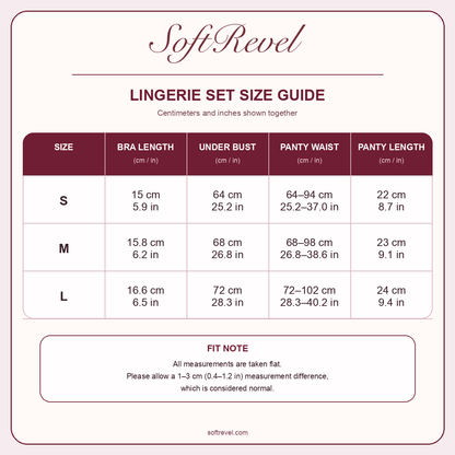 SoftRevel Size Guide — cm and in