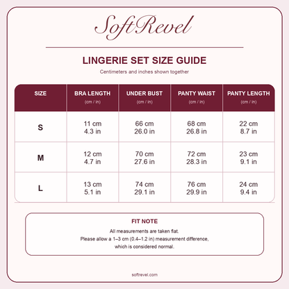 SoftRevel Size Guide — cm and in