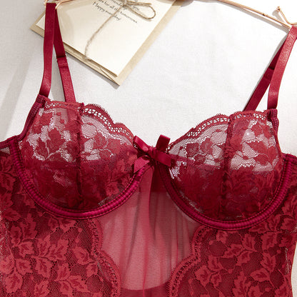 Burgundy Lace Shapewear Bodysuit - detail view 13