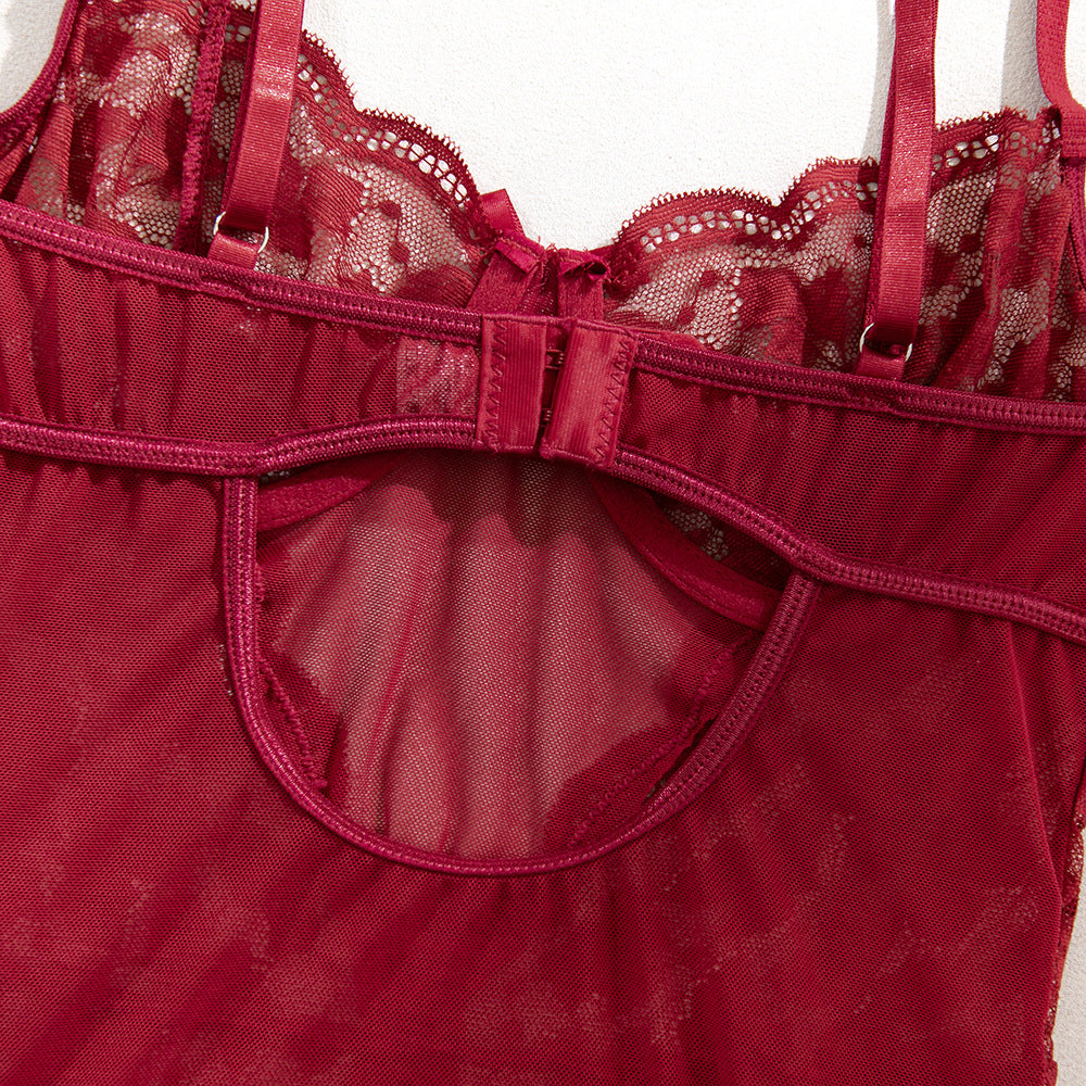 Burgundy Lace Shapewear Bodysuit - detail view 15