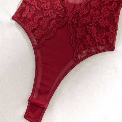 Burgundy Lace Shapewear Bodysuit - detail view 16