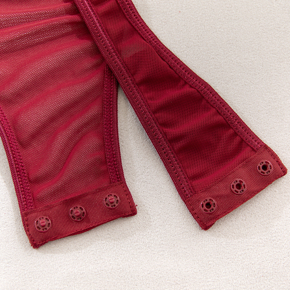 Burgundy Lace Shapewear Bodysuit - detail view 17
