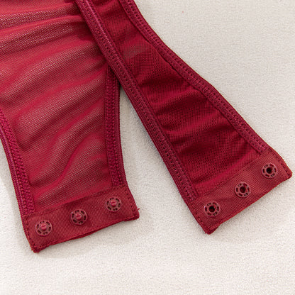 Burgundy Lace Shapewear Bodysuit - detail view 17