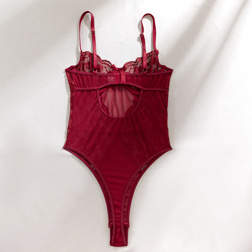 Burgundy Lace Shapewear Bodysuit - detail view 9