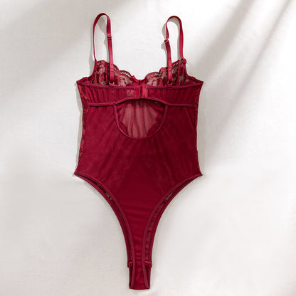 Burgundy Lace Shapewear Bodysuit - detail view 9