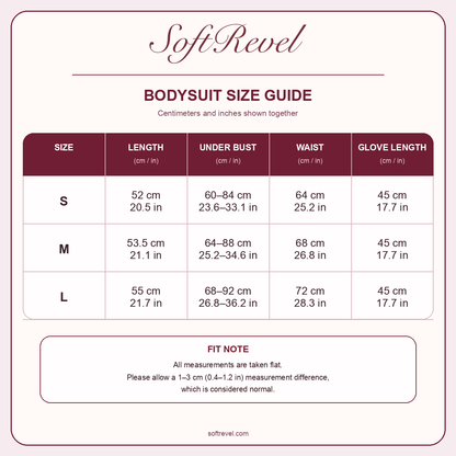 SoftRevel Size Guide — cm and in