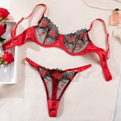 SoftRevel Embroidered Lingerie Set - flat lay