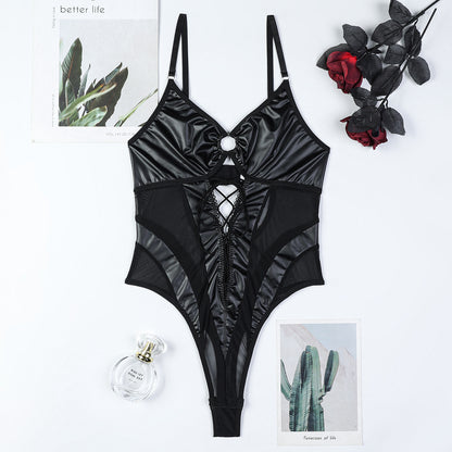 Faux Leather Shapewear Bodysuit Bow - detail view 10