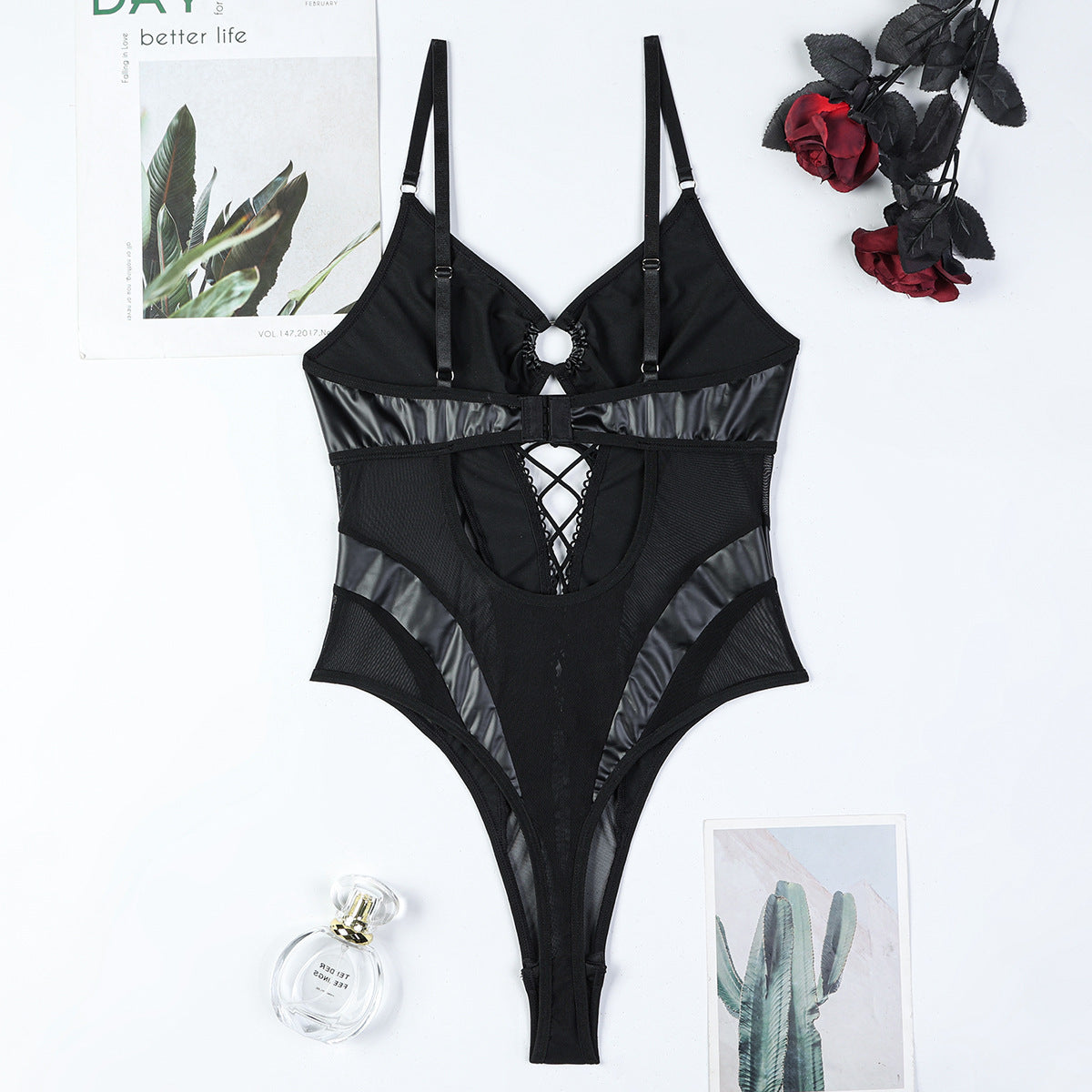 Faux Leather Shapewear Bodysuit Bow - detail view 11