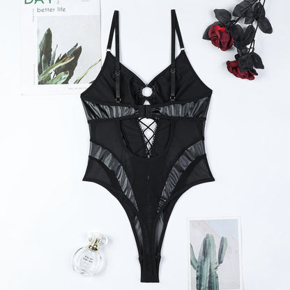 Faux Leather Shapewear Bodysuit Bow - detail view 11