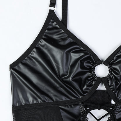 Faux Leather Shapewear Bodysuit Bow - detail view 12