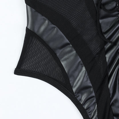 Faux Leather Shapewear Bodysuit Bow - detail view 14