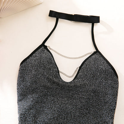 Halter Backless Chain Lingerie Set - detail view 12