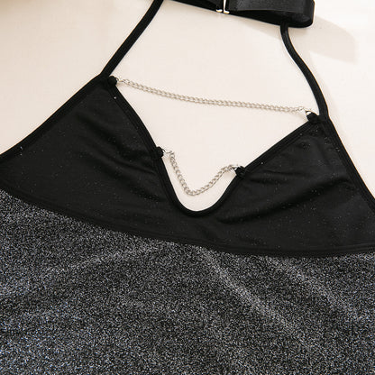 Halter Backless Chain Lingerie Set - detail view 13