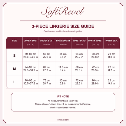 SoftRevel Size Guide — cm and in