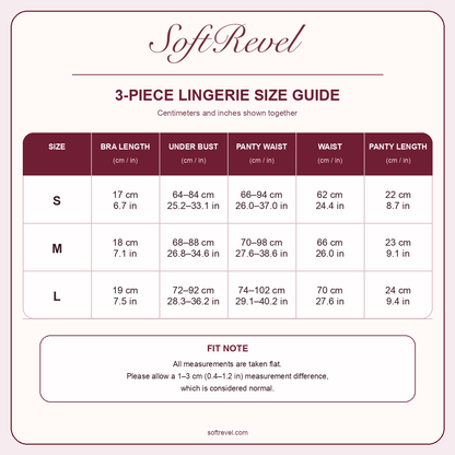 SoftRevel Size Guide — cm and in
