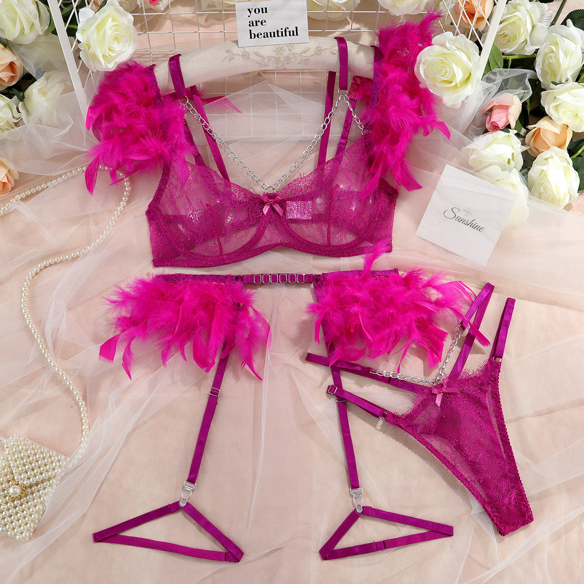 SoftRevel Lace 4-Piece Set Chain Lingerie - view 10