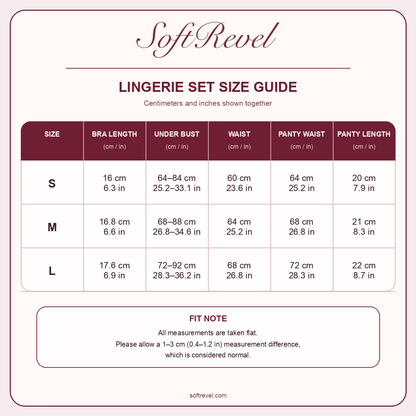 SoftRevel Size Guide — cm and in