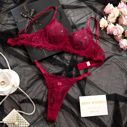 SoftRevel Lace Bra Set Push-Up Lingerie - flat lay