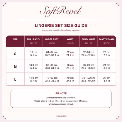 SoftRevel Size Guide — cm and in